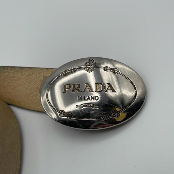 Prada - Classic Saffiano Made in Italy Oval Belt Buckle - Neutral Cream - 36 - Picture 3 of 8
